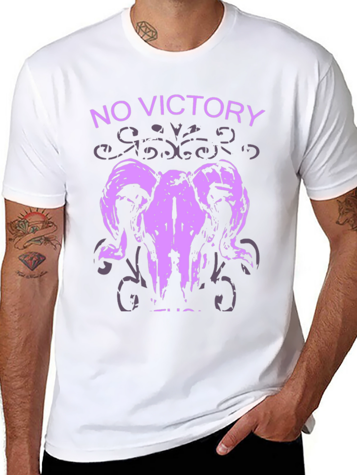 No Victory Ram Skull Graphic T-Shirt