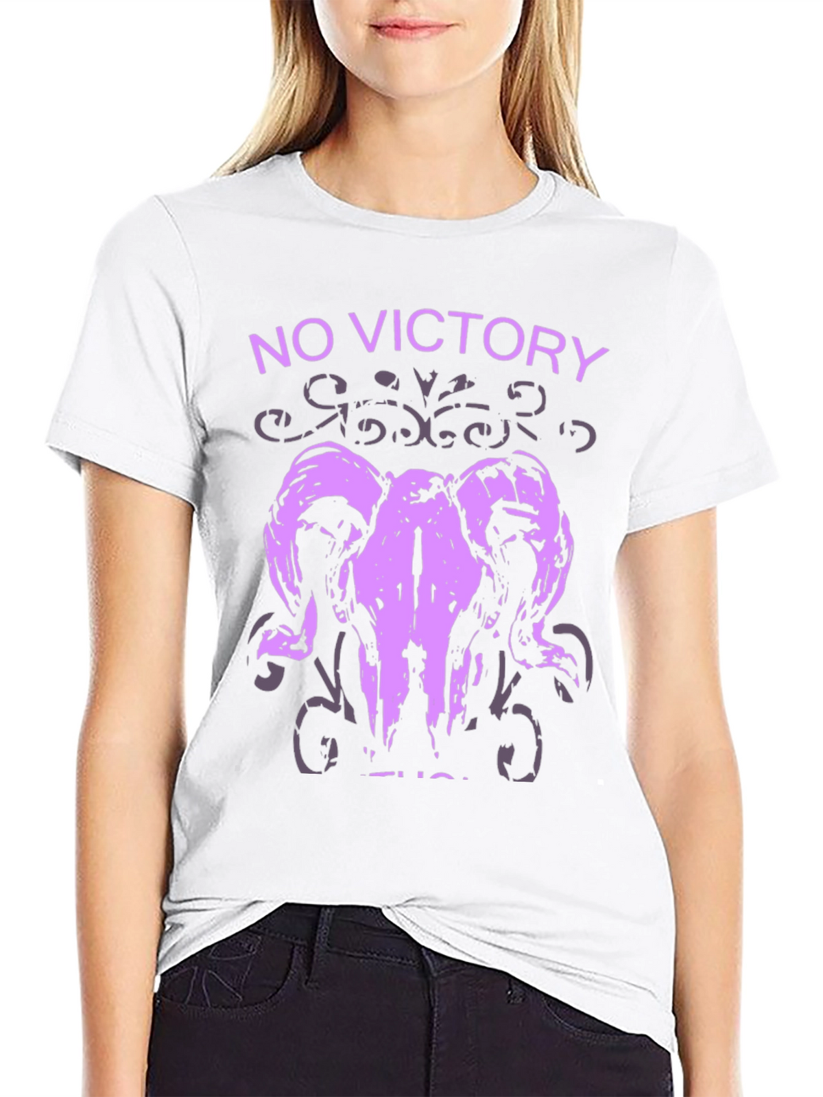 No Victory Ram Skull Graphic T-Shirt