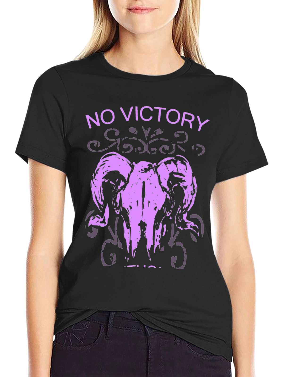 No Victory Ram Skull Graphic T-Shirt