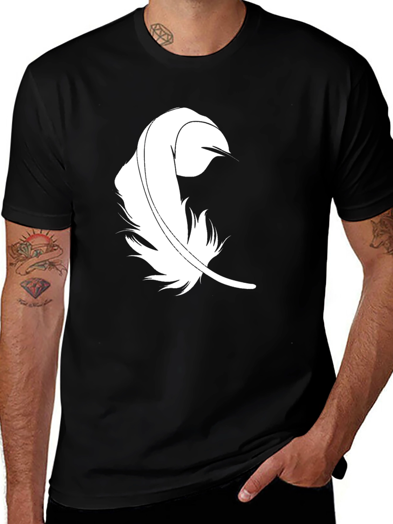 Feather Graphic Black T-Shirt