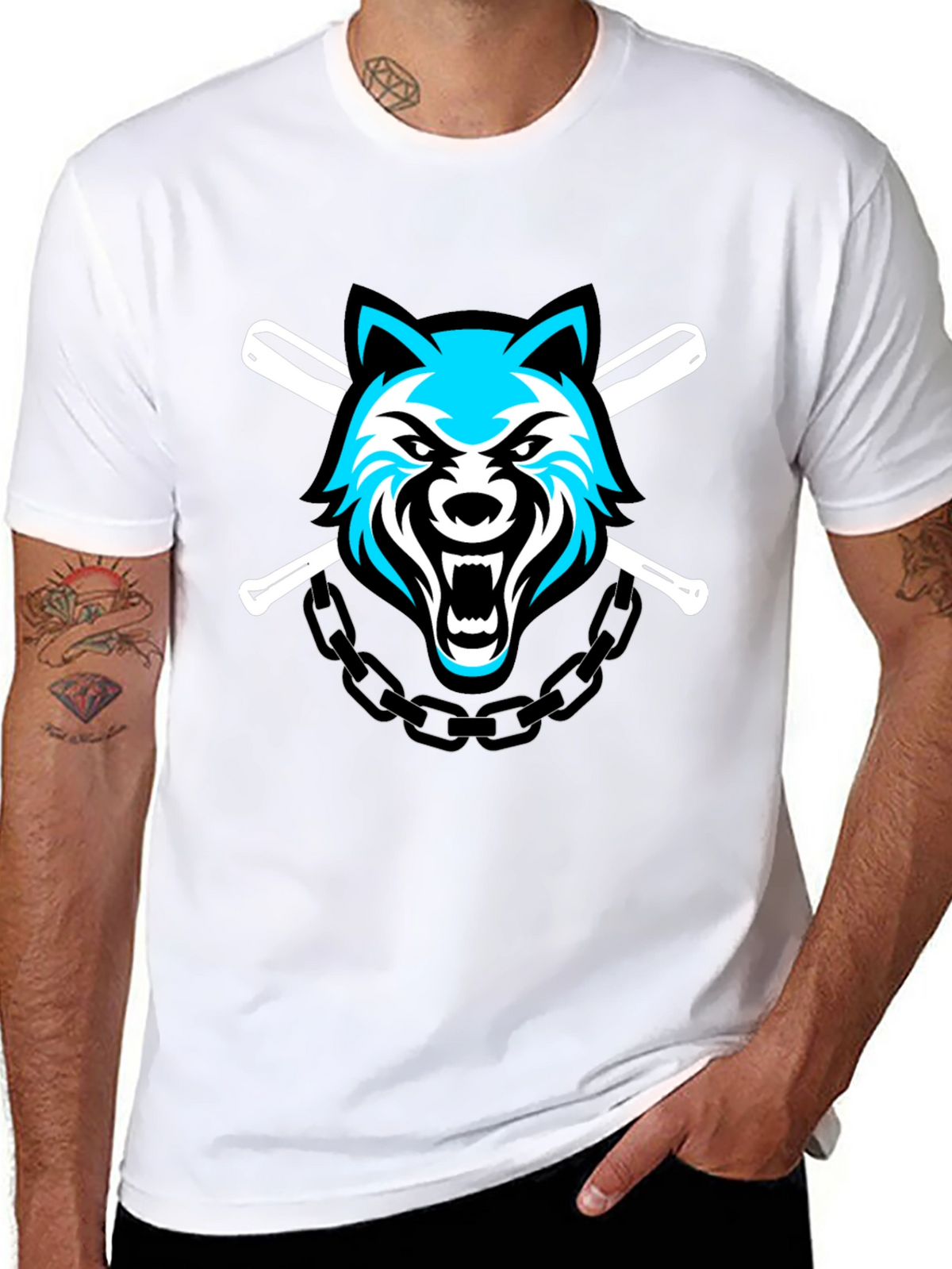 Wolf Baseball Team T-Shirt - Black