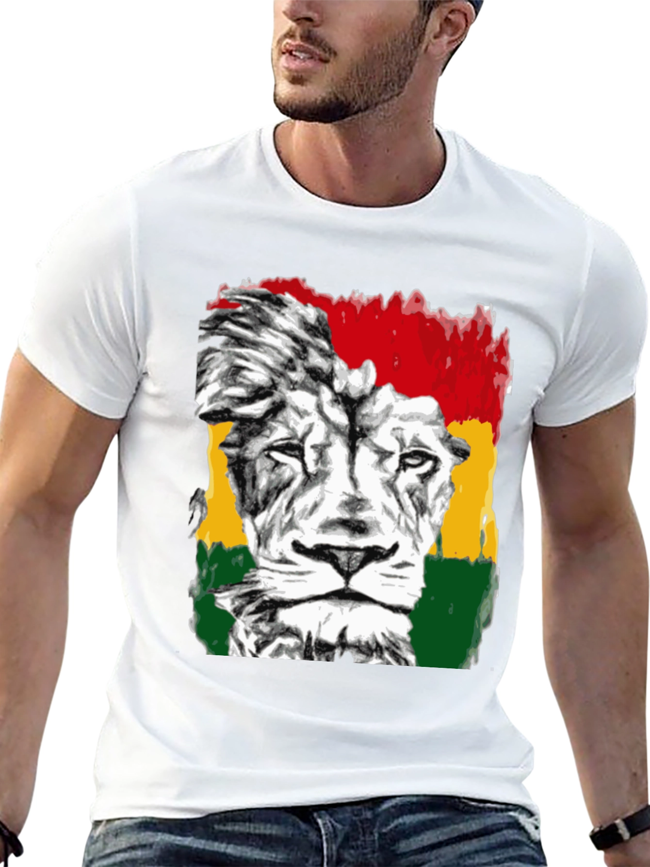 Rasta Lion Graphic Tee - Reggae Inspired Black T-Shirt
