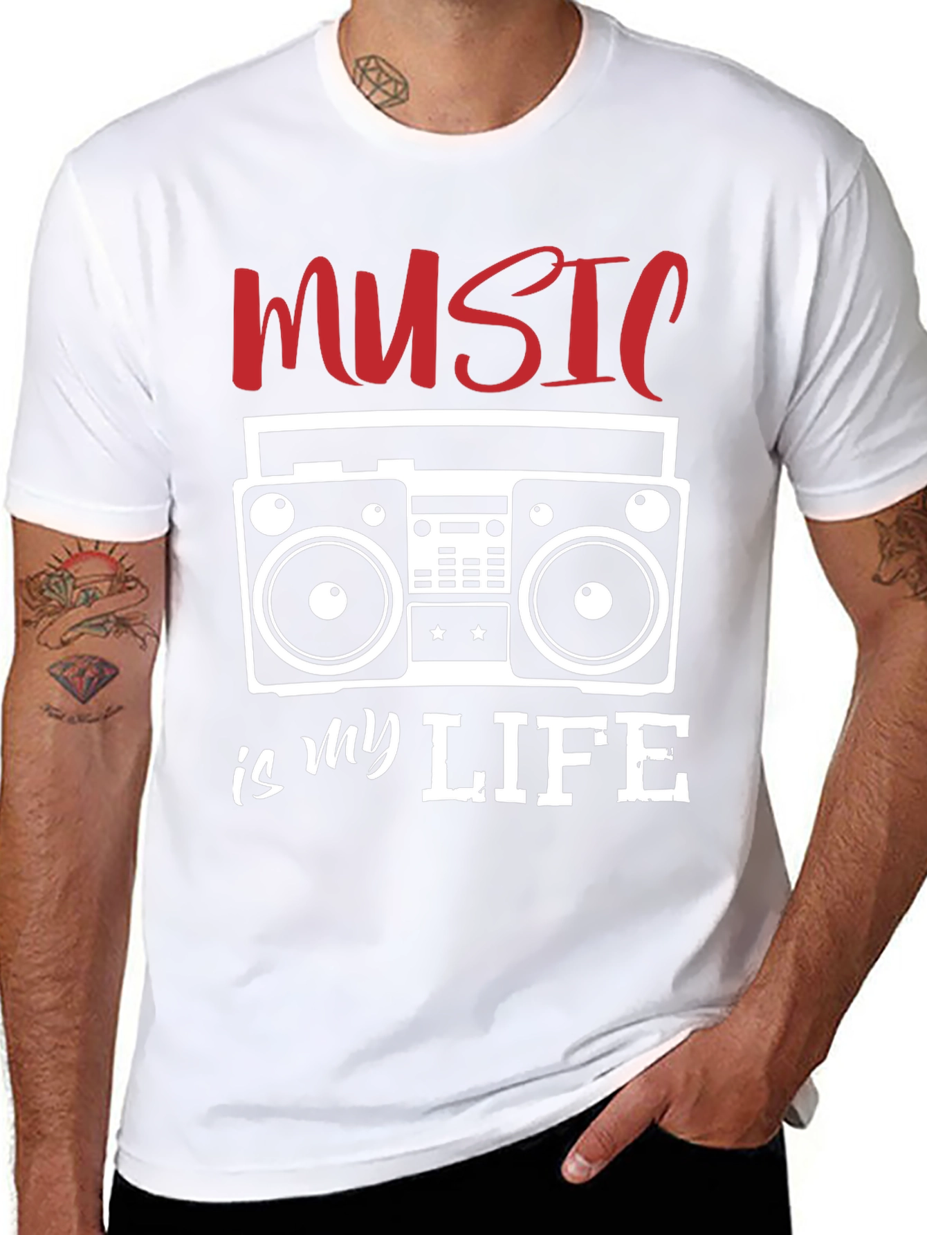 Music is My Life T-Shirt - Retro Boombox Design