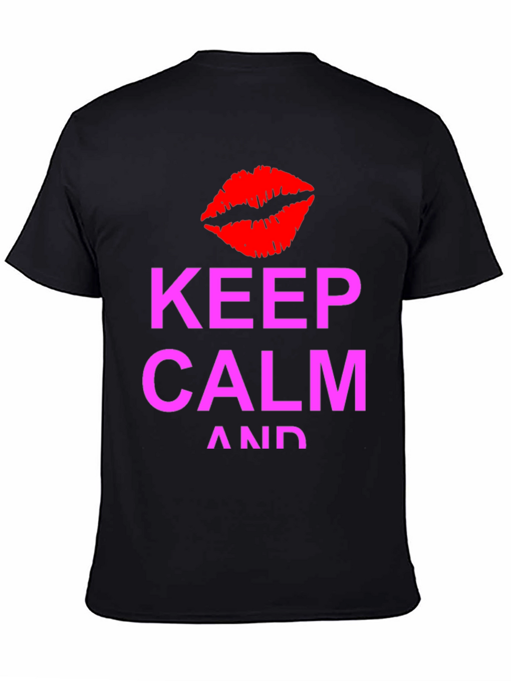 Keep Calm Kiss Graphic Tee - Black Casual T-Shirt