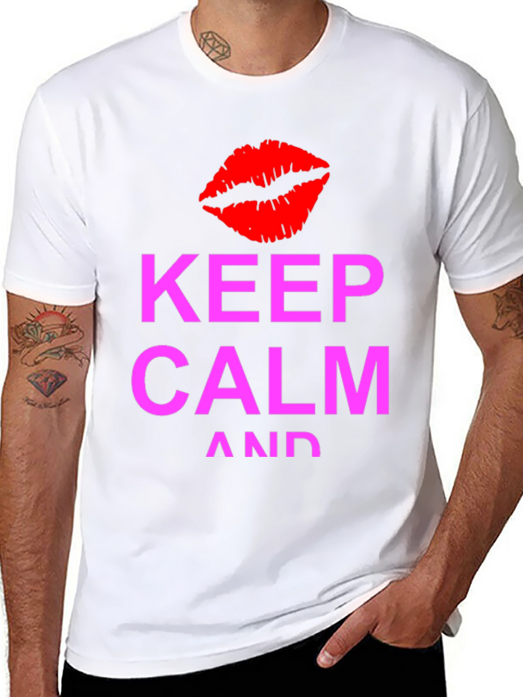 Keep Calm Kiss Graphic Tee - Black Casual T-Shirt