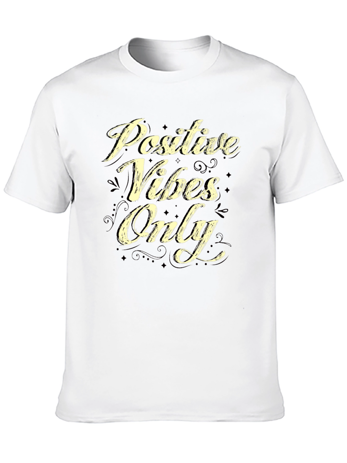 Positive Vibes Only Graphic T-Shirt - Casual Black Tee