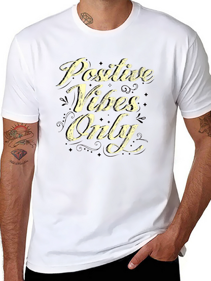 Positive Vibes Only Graphic T-Shirt - Casual Black Tee
