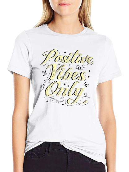 Positive Vibes Only Graphic T-Shirt - Casual Black Tee