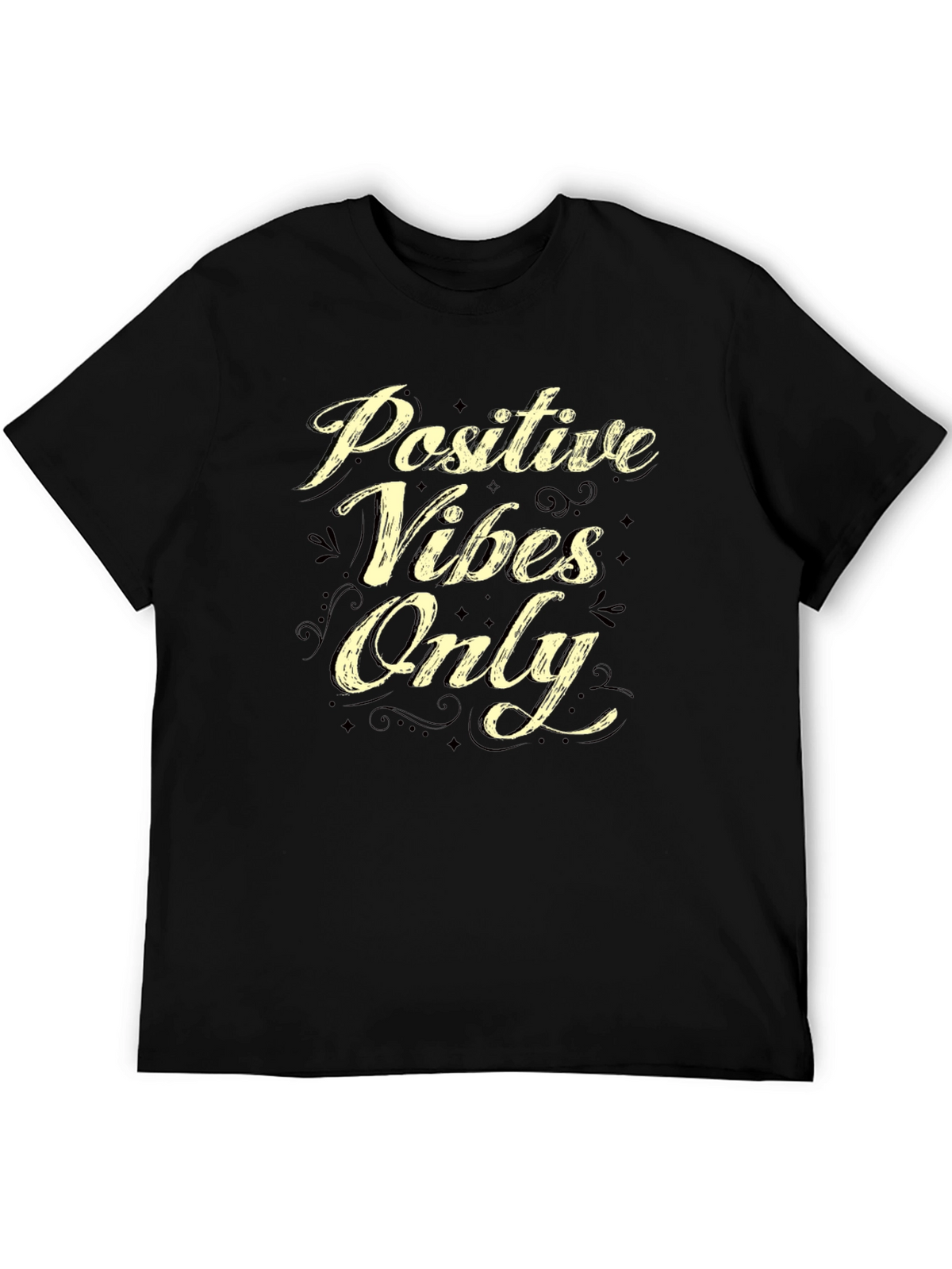 Positive Vibes Only Graphic T-Shirt - Casual Black Tee