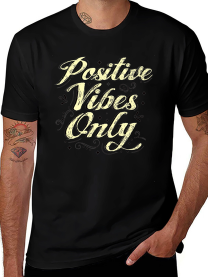 Positive Vibes Only Graphic T-Shirt - Casual Black Tee