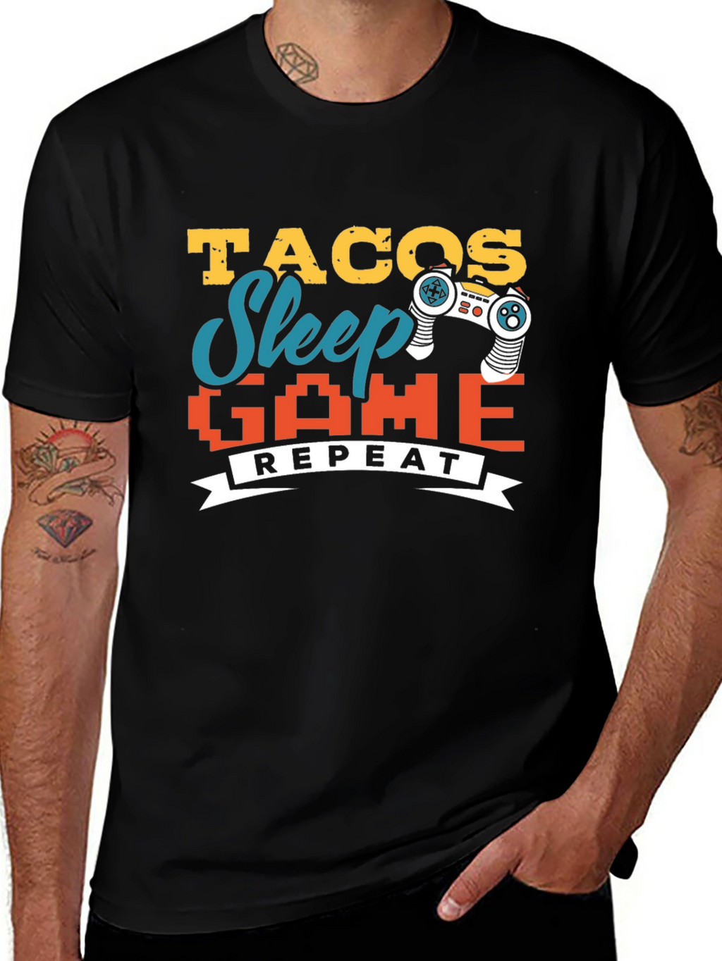 Tacos Sleep Game Repeat Graphic Tee