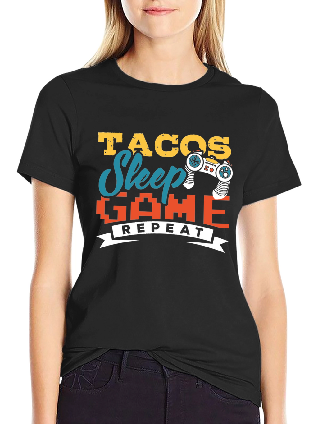 Tacos Sleep Game Repeat Graphic Tee