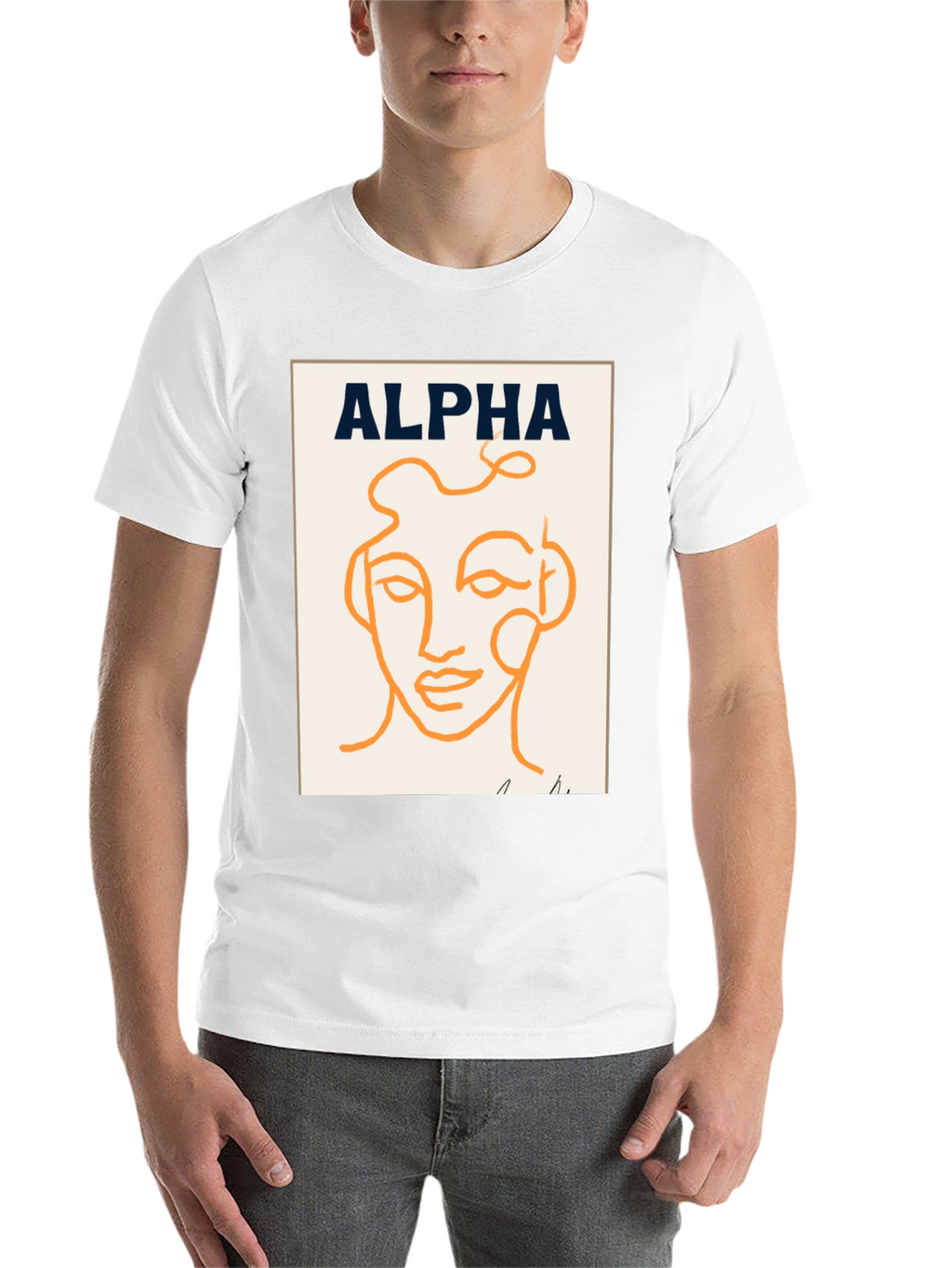 Alpha Abstract Face Graphic Tee - Modern Art T-Shirt