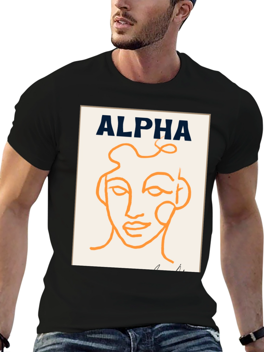 Alpha Abstract Face Graphic Tee - Modern Art T-Shirt