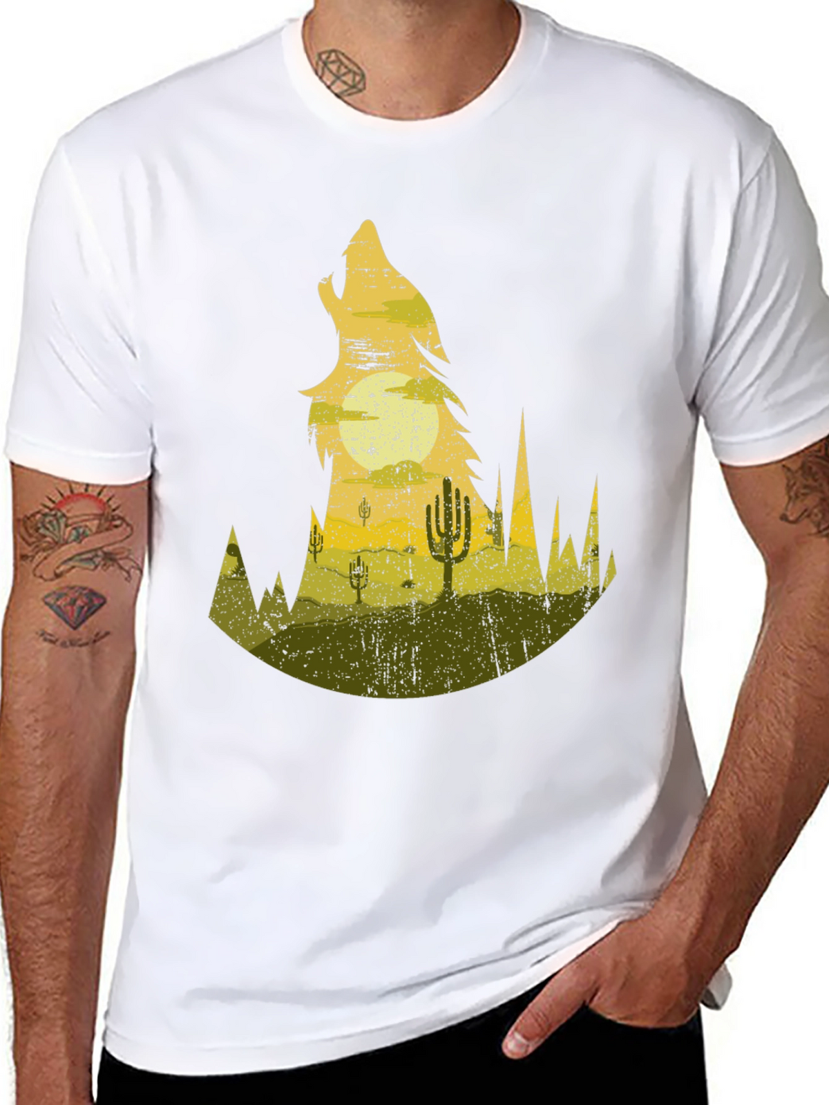 Wolf Desert Scene Graphic Tee