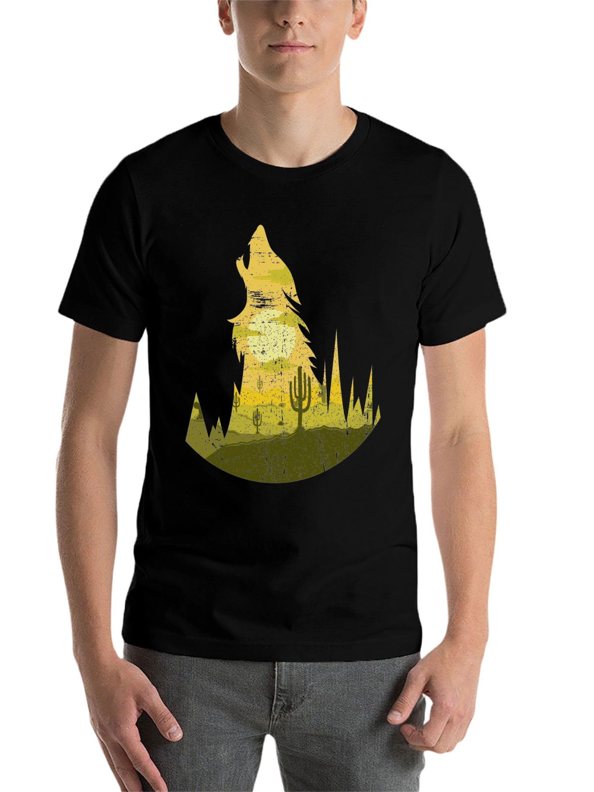 Wolf Desert Scene Graphic Tee