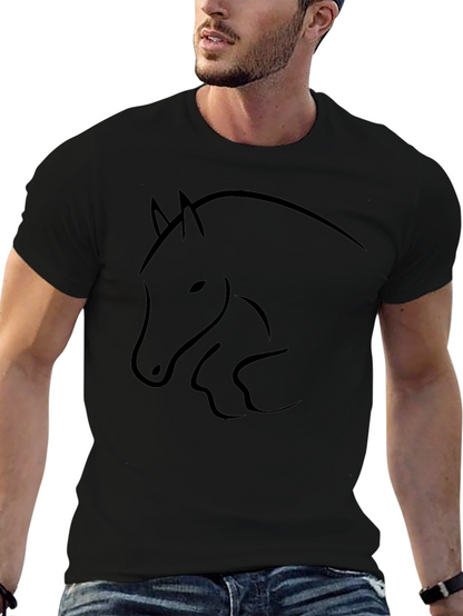 Black Horse Outline Graphic Tee - Mens