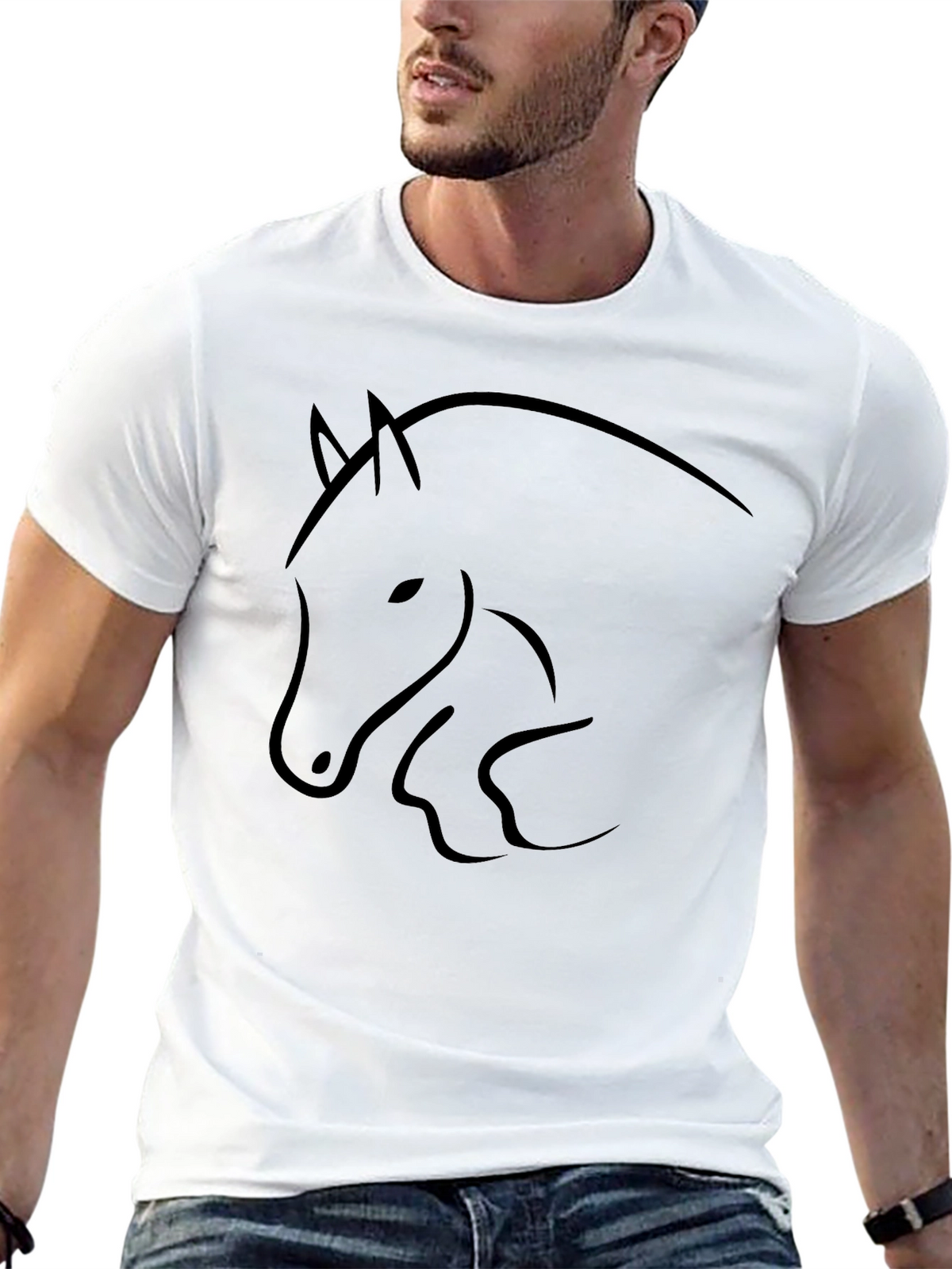 Black Horse Outline Graphic Tee - Mens