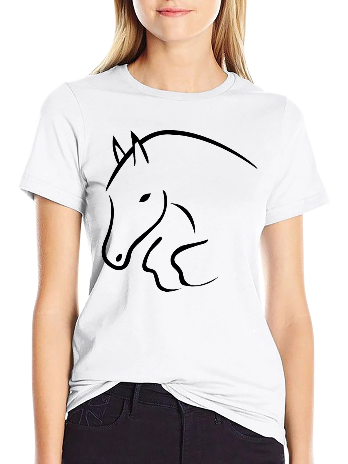 Black Horse Outline Graphic Tee - Mens