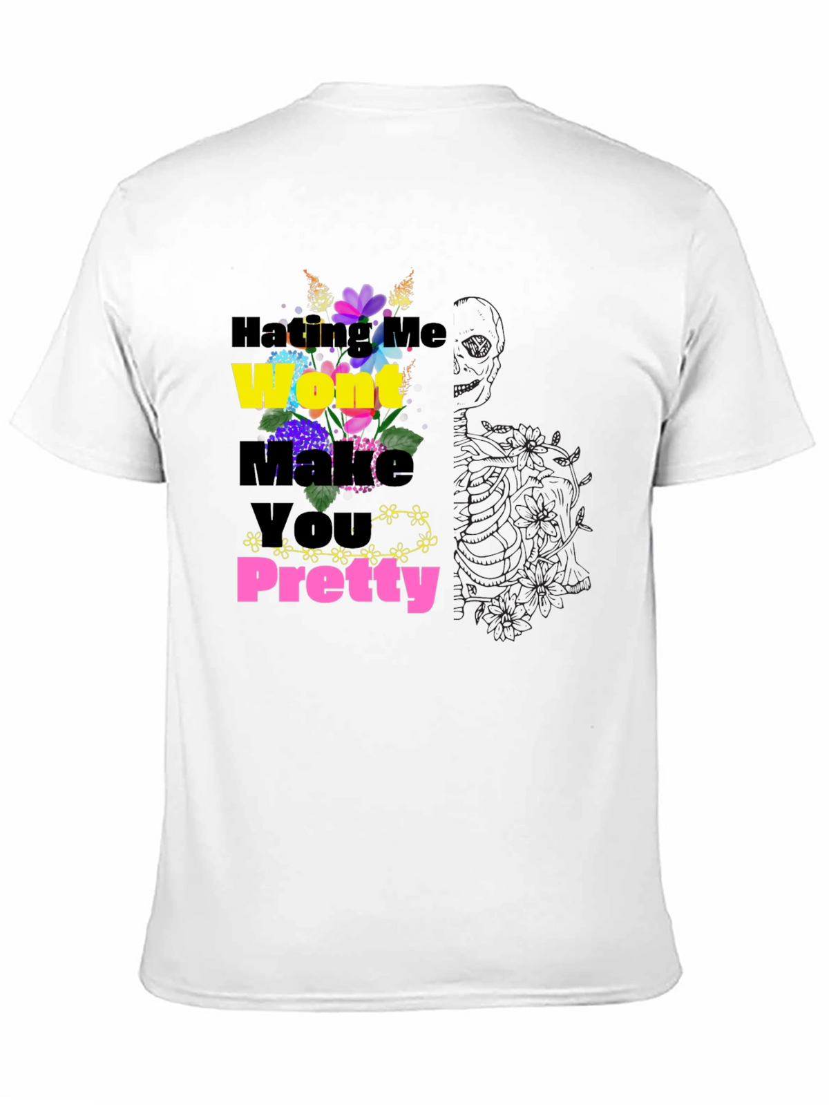 Floral Slogan Black T-Shirt
