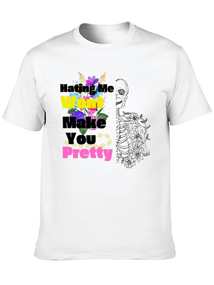 Floral Slogan Black T-Shirt