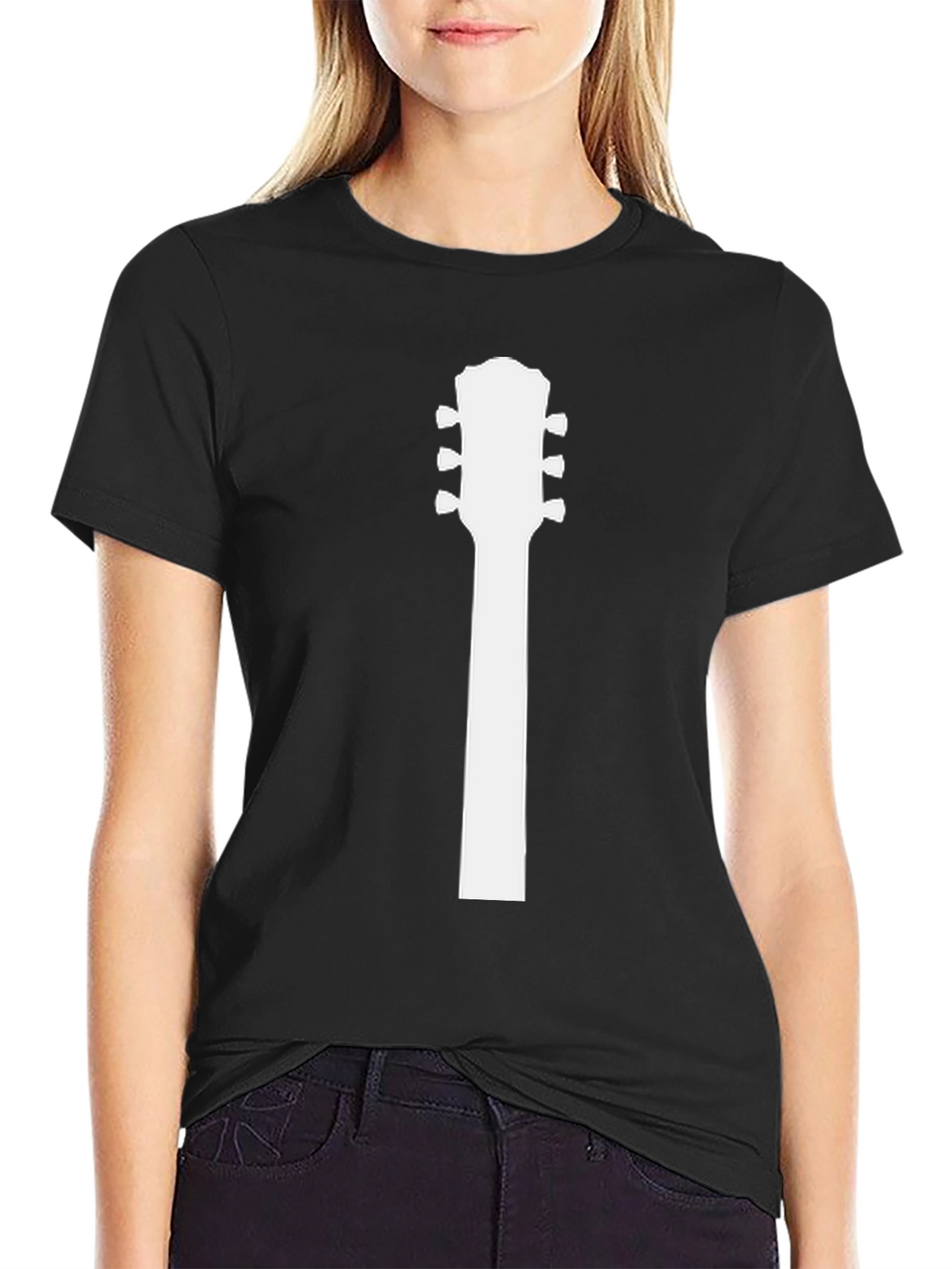 Guitar Headstock T-Shirt - Musicians Black Tee