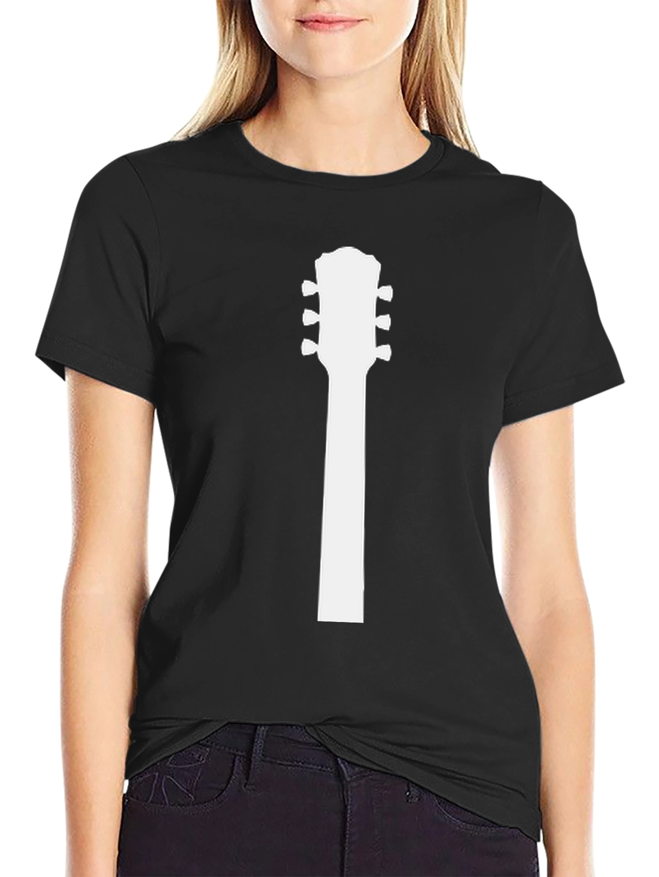 Guitar Headstock T-Shirt - Musicians Black Tee