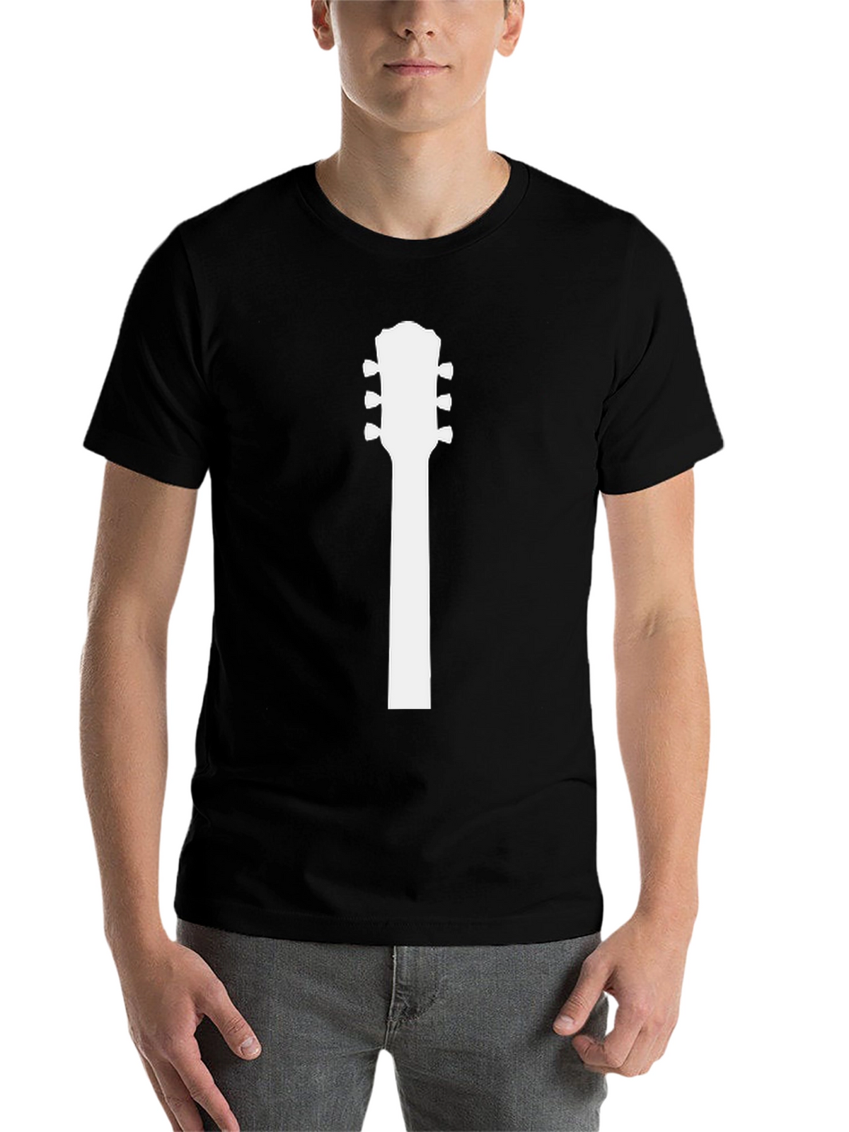Guitar Headstock T-Shirt - Musicians Black Tee