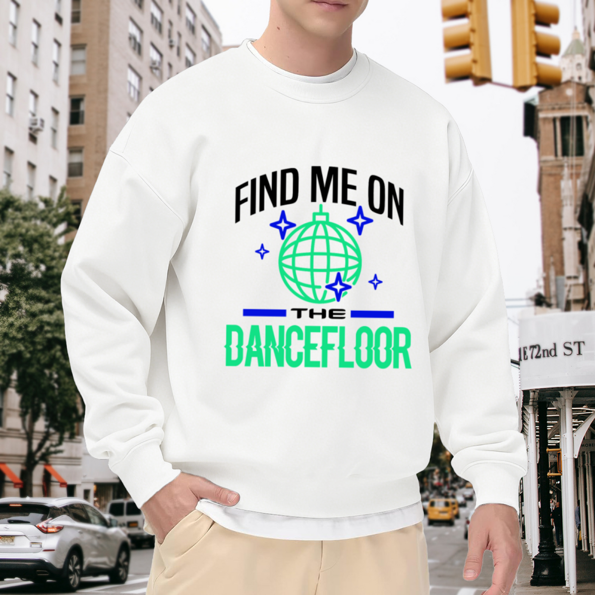 Find Me On The Dancefloor Disco Ball Crewneck Sweatshirt, Retro 80s Club Night Pullover, Dance Party Gift