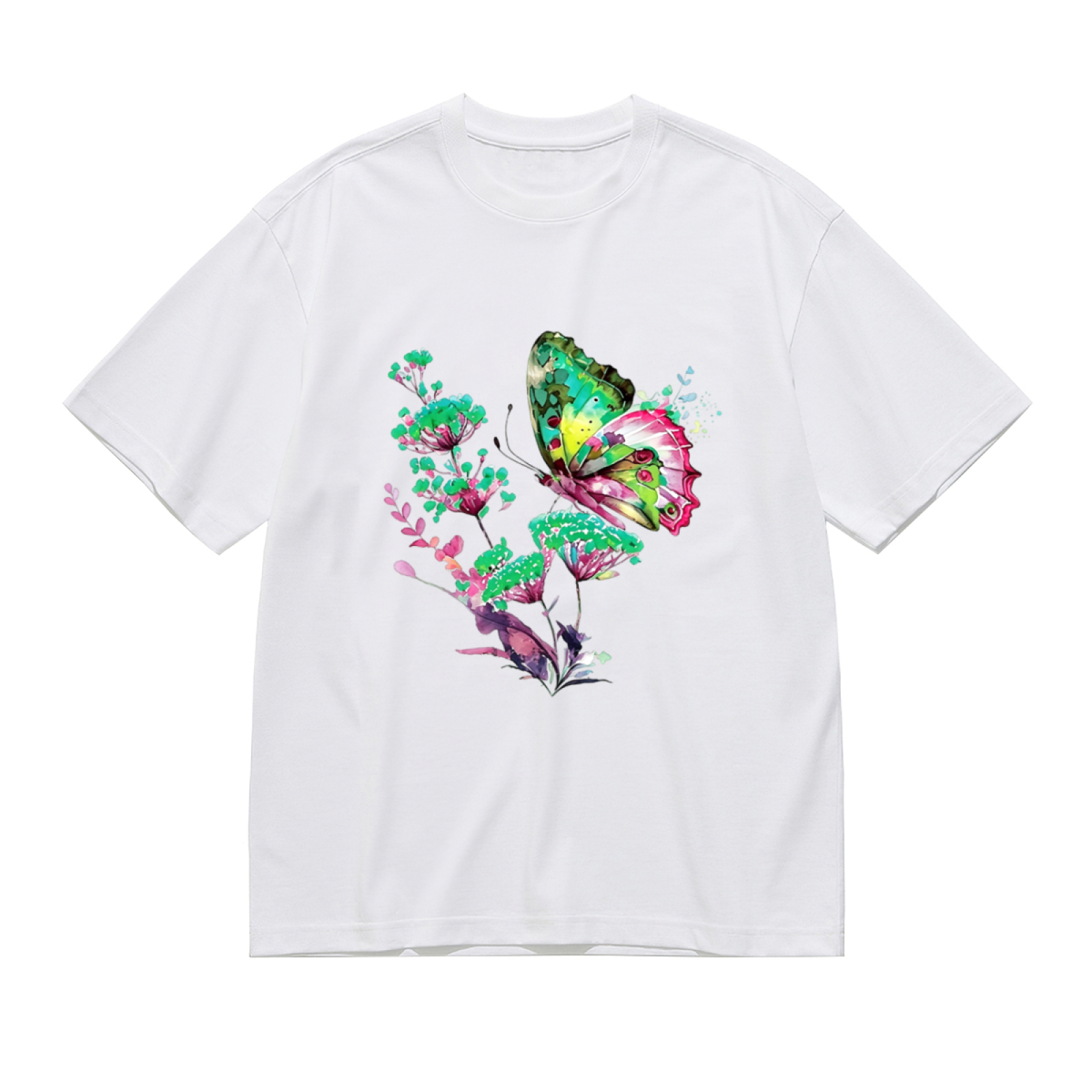 Luxe Blue Gold Watercolor Butterfly Botanical Shirt