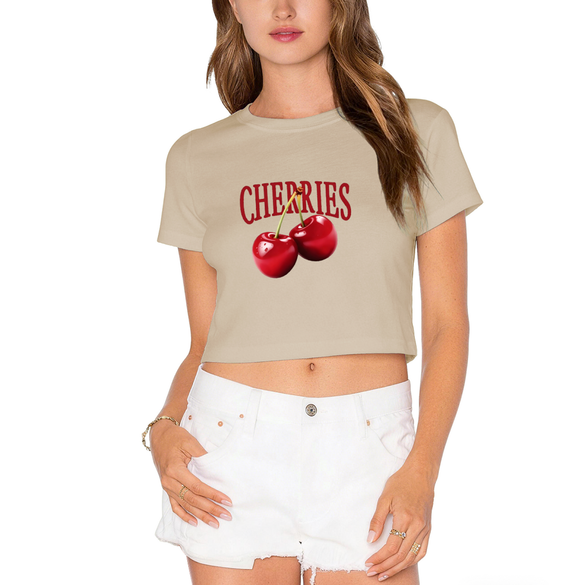 Bold Cherries Wordmark Hot Pink Crop Top ¨C Juicy Fruit Girly Print Tee