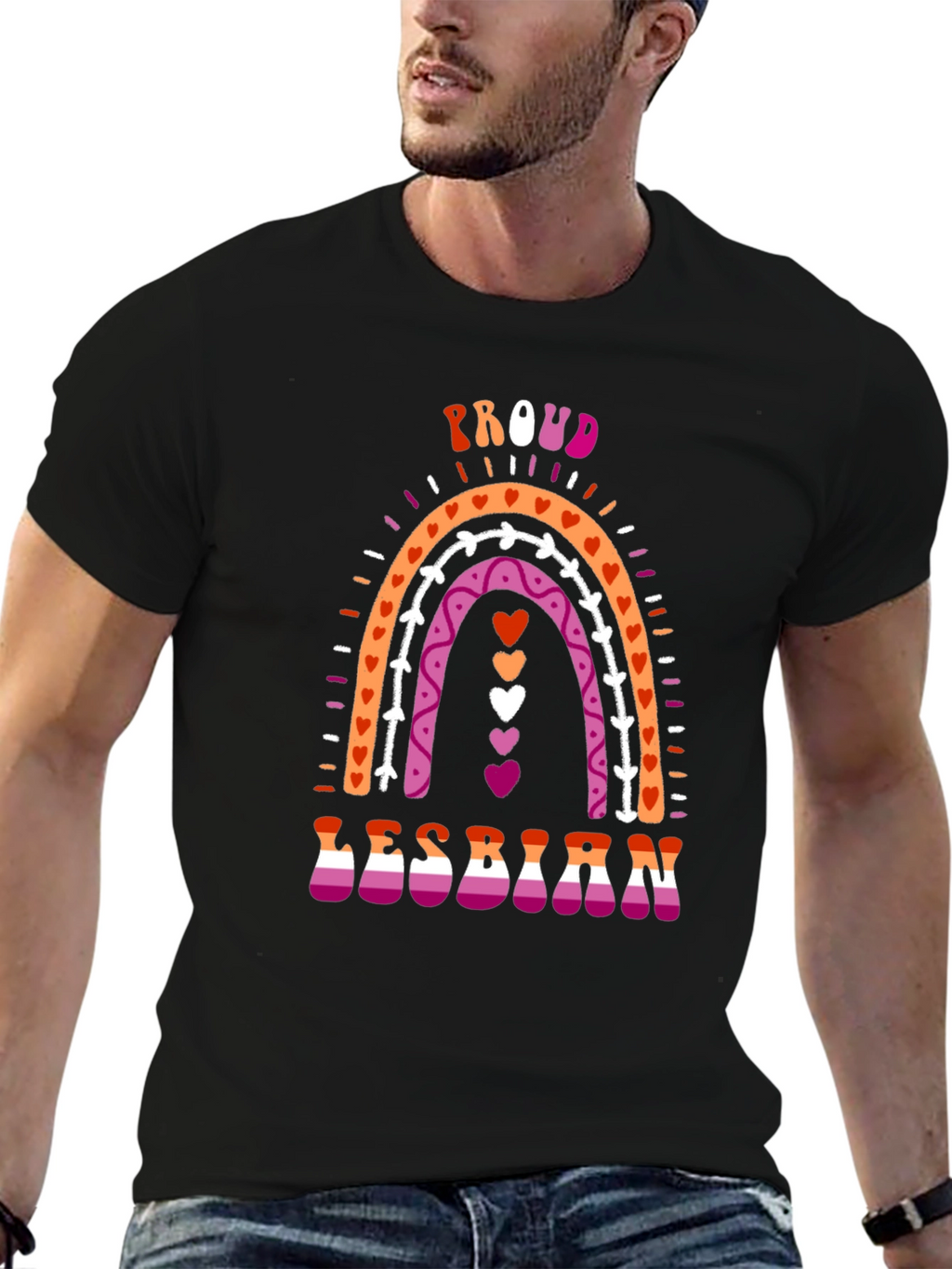 Proud Lesbian Rainbow Graphic T-Shirt
