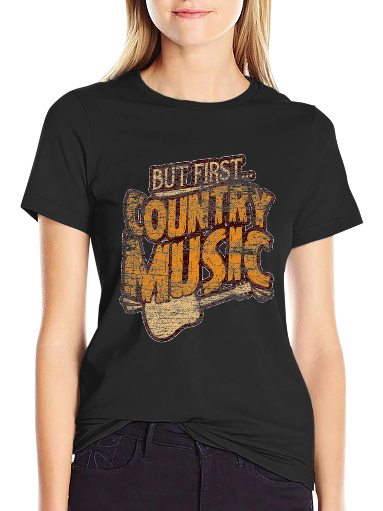 But First Country Music T-Shirt - Black