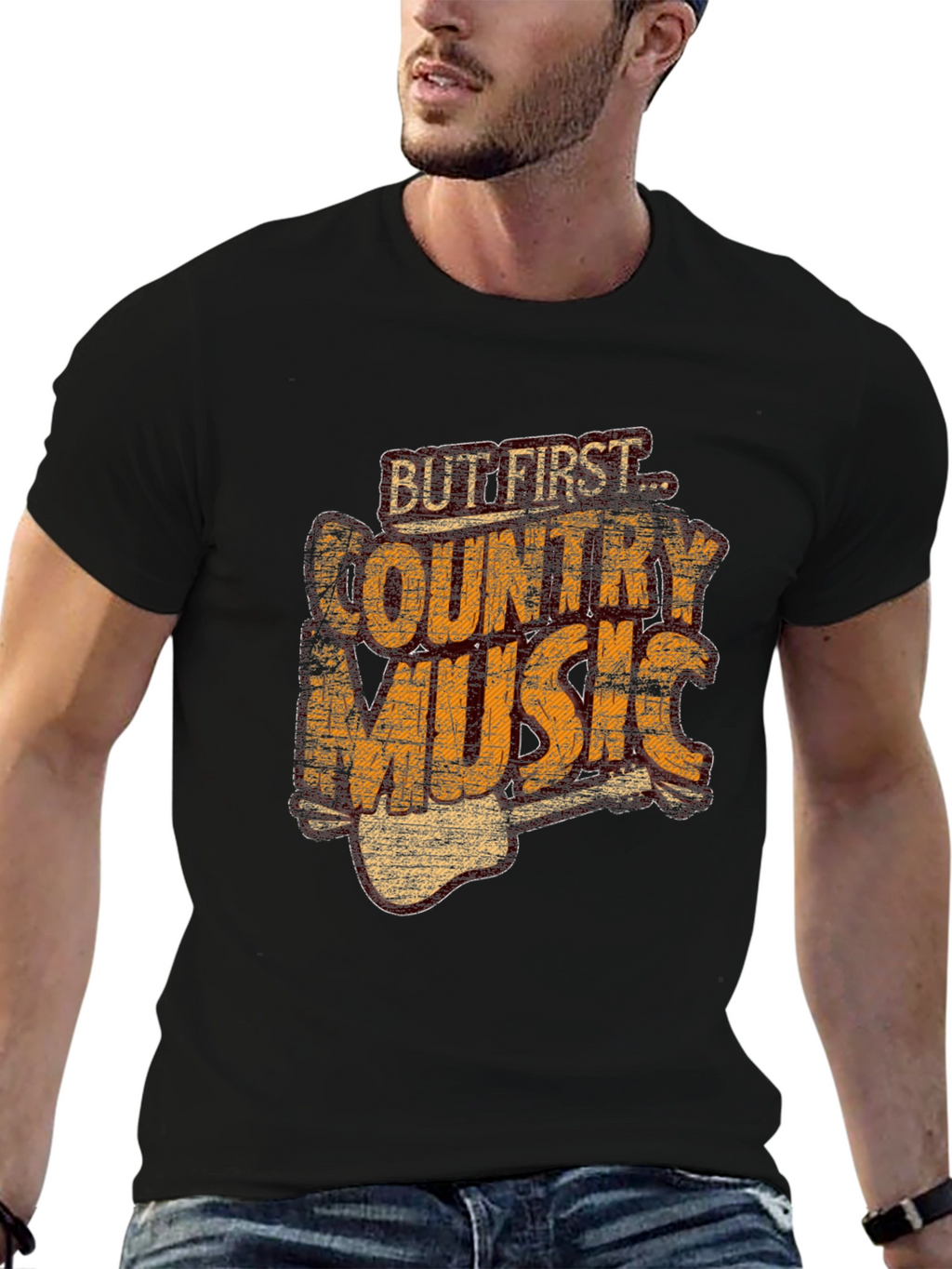 But First Country Music T-Shirt - Black