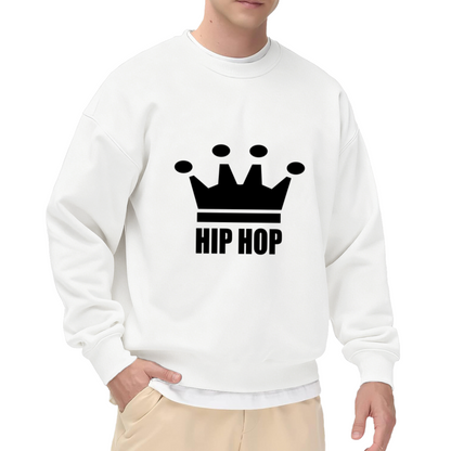 Hip Hop Crown Crewneck Sweatshirt, Minimalist Streetwear Emblem Pullover, Urban Music Gift