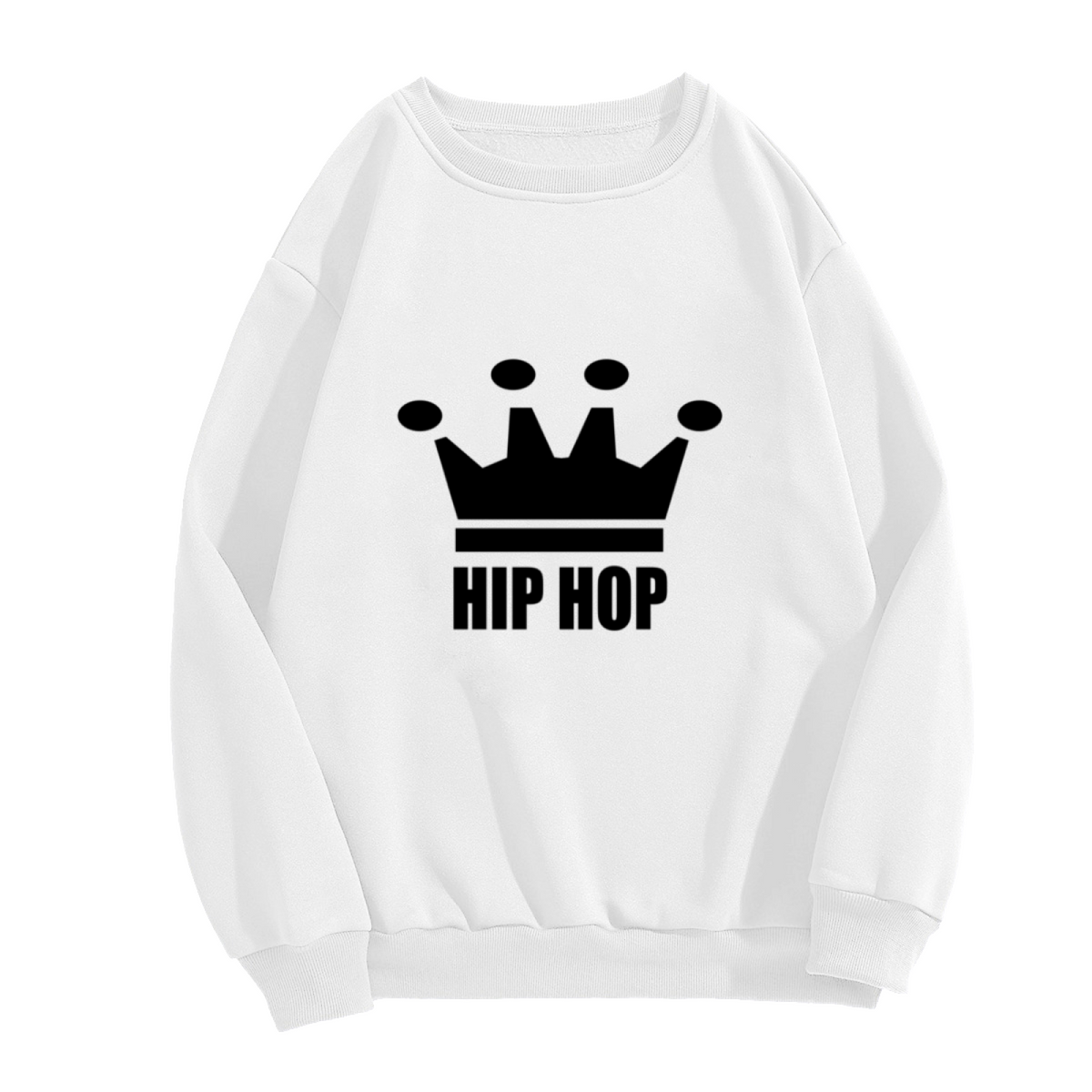 Hip Hop Crown Crewneck Sweatshirt, Minimalist Streetwear Emblem Pullover, Urban Music Gift