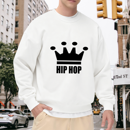 Hip Hop Crown Crewneck Sweatshirt, Minimalist Streetwear Emblem Pullover, Urban Music Gift