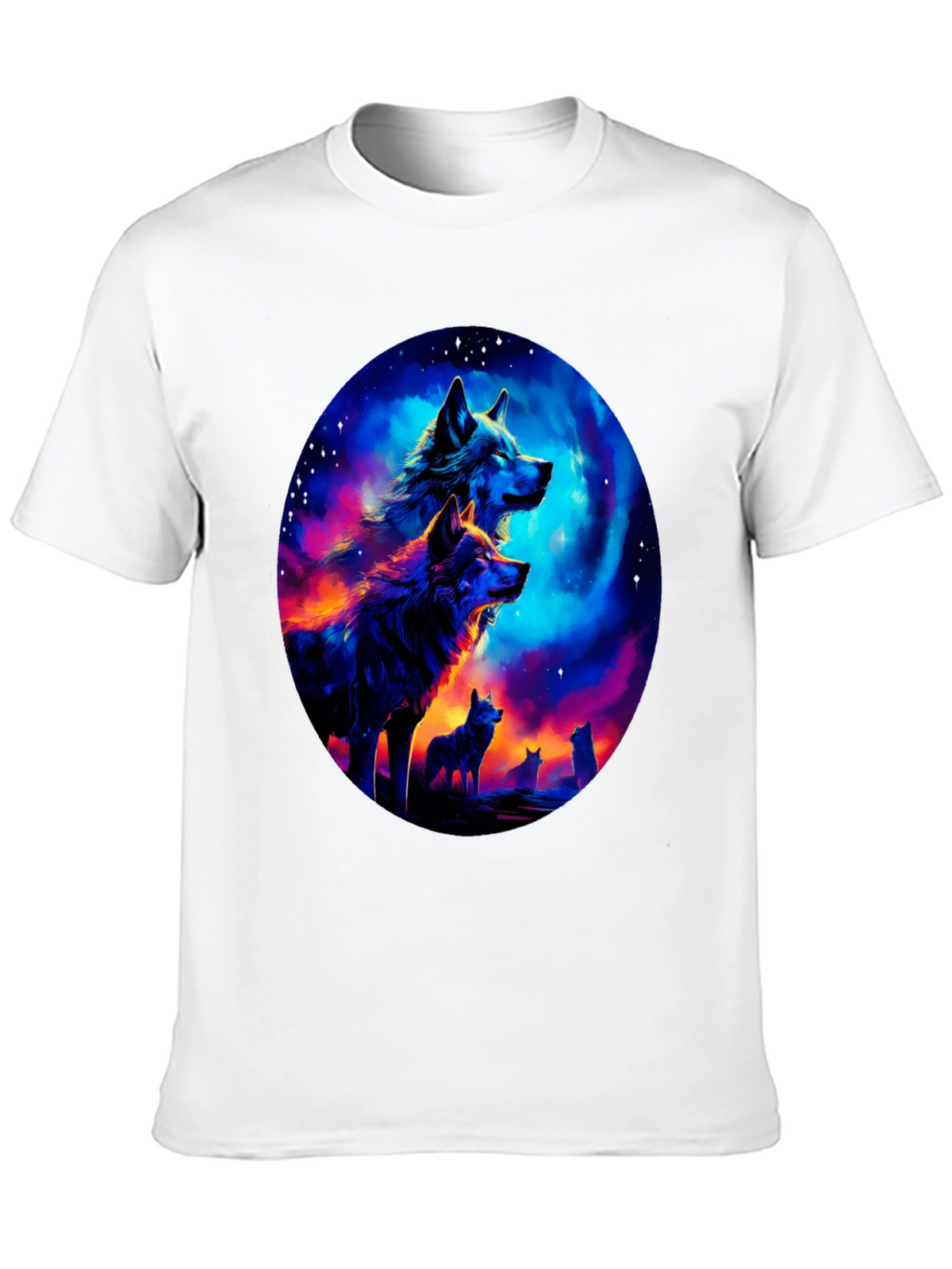 Wolf Pack Galaxy Print Black T-Shirt