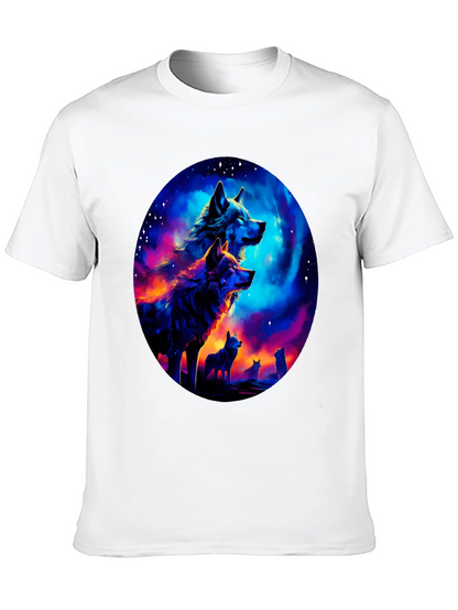 Wolf Pack Galaxy Print Black T-Shirt