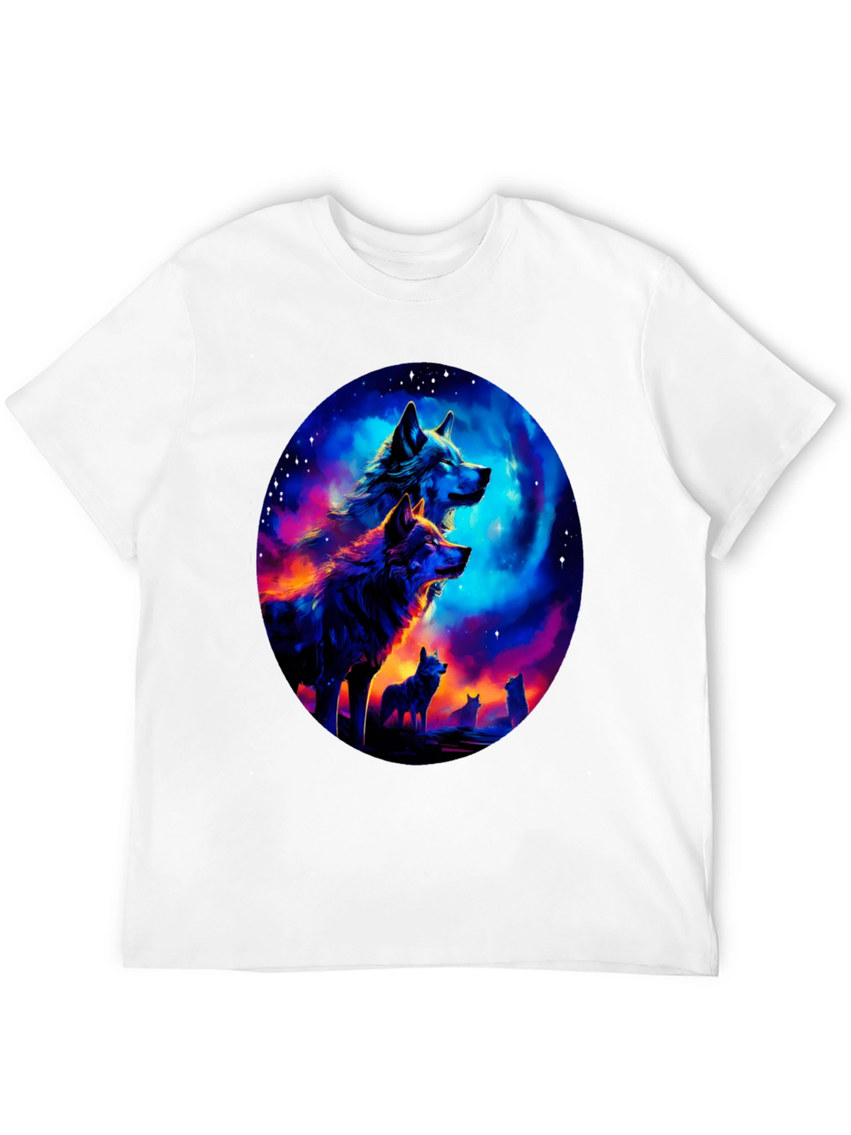 Wolf Pack Galaxy Print Black T-Shirt