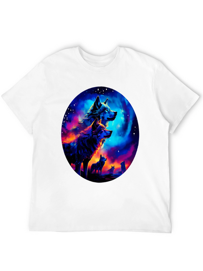Wolf Pack Galaxy Print Black T-Shirt