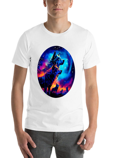 Wolf Pack Galaxy Print Black T-Shirt