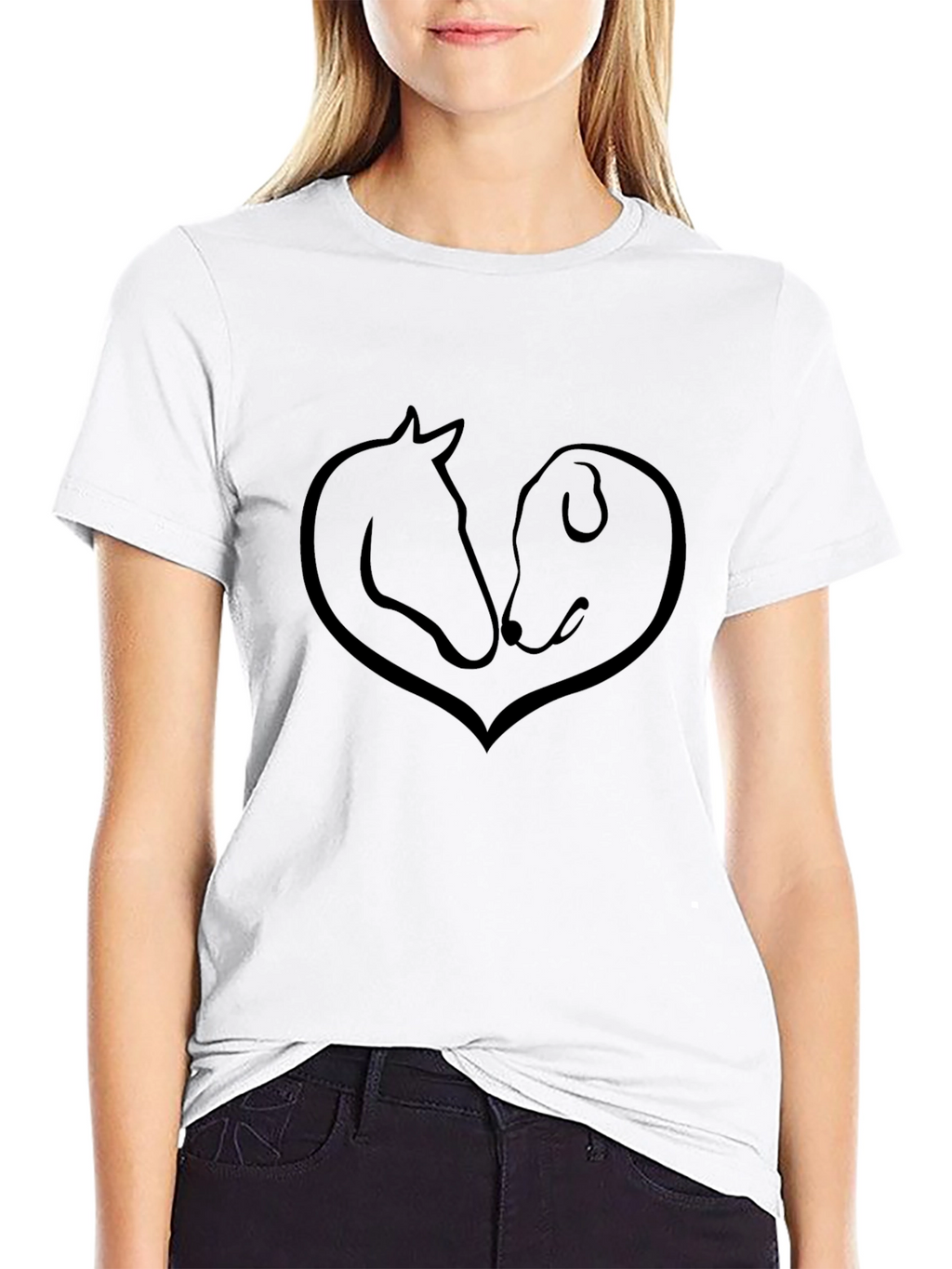 Dog and Horse Heart T-Shirt - Black