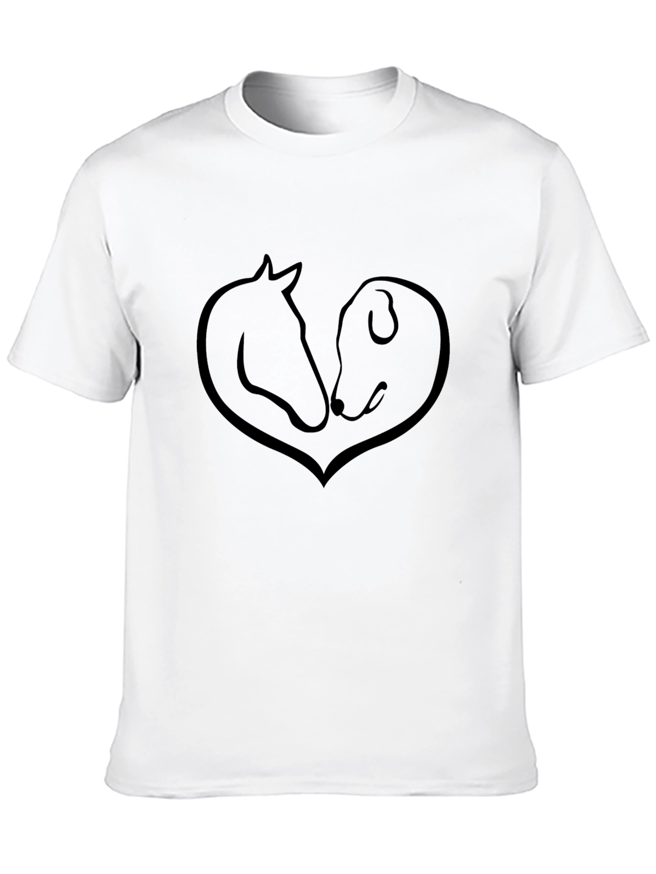 Dog and Horse Heart T-Shirt - Black