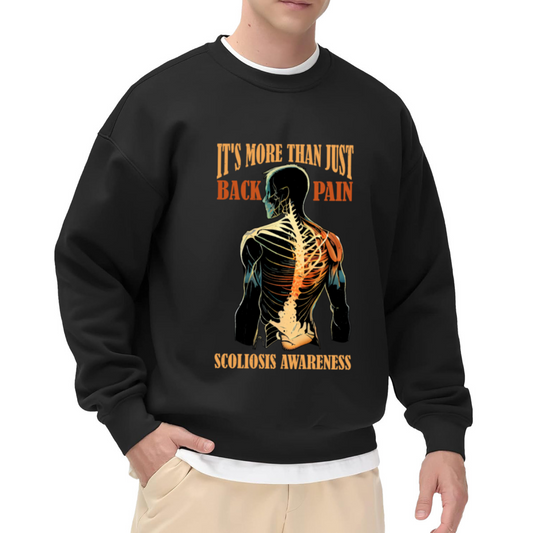 Scoliosis Awareness Crewneck Sweatshirt - 'It's More Than Just Back Pain' Design