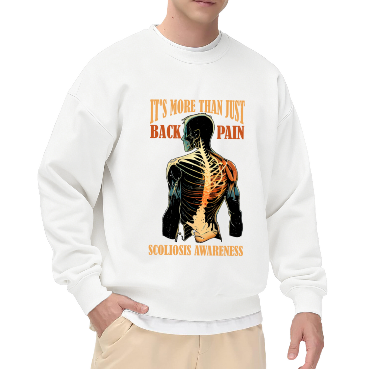Scoliosis Awareness Crewneck Sweatshirt - 'It's More Than Just Back Pain' Design
