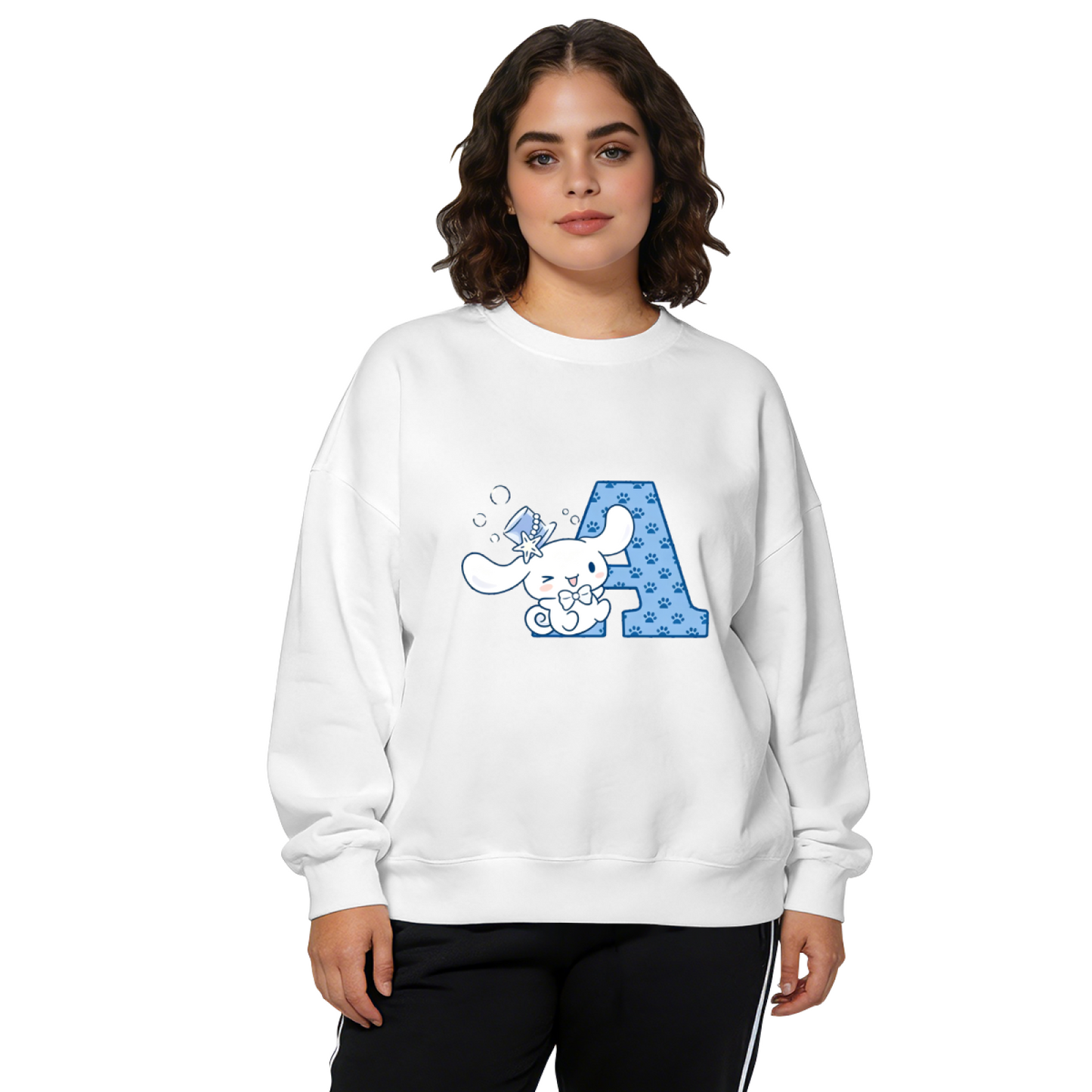 Adorable Cinnamoroll Letter A Graphic Crewneck Sweatshirt