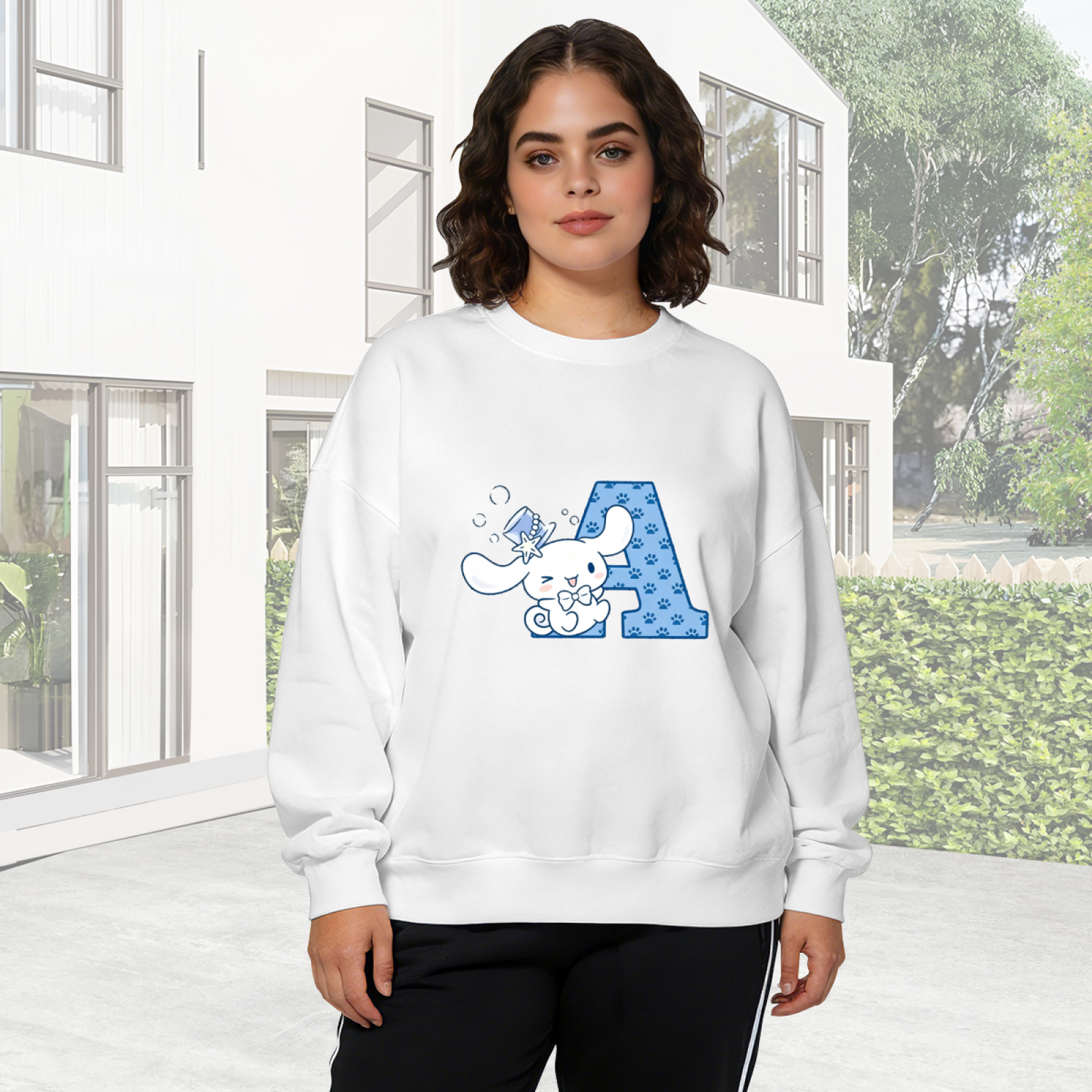Adorable Cinnamoroll Letter A Graphic Crewneck Sweatshirt