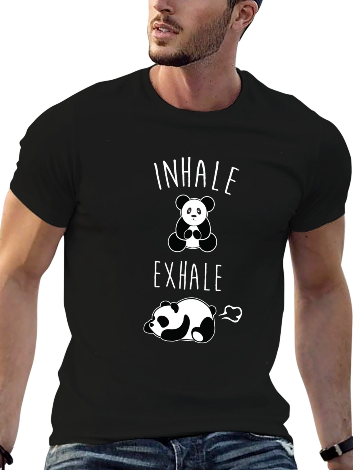 Inhale Exhale Panda Graphic T-Shirt