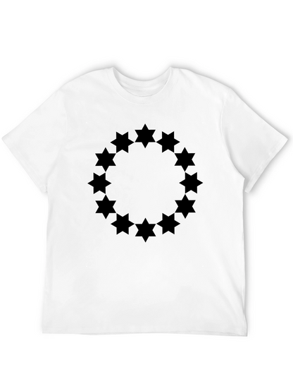 Geometric Star Circle Graphic Tee - Black